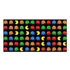 Pacman Seamless Generated Monster Eat Hungry Eye Mask Face Rainbow Color Satin Shawl by Mariart