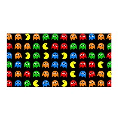 Pacman Seamless Generated Monster Eat Hungry Eye Mask Face Rainbow Color Satin Wrap by Mariart