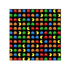 Pacman Seamless Generated Monster Eat Hungry Eye Mask Face Rainbow Color Small Satin Scarf (square) by Mariart