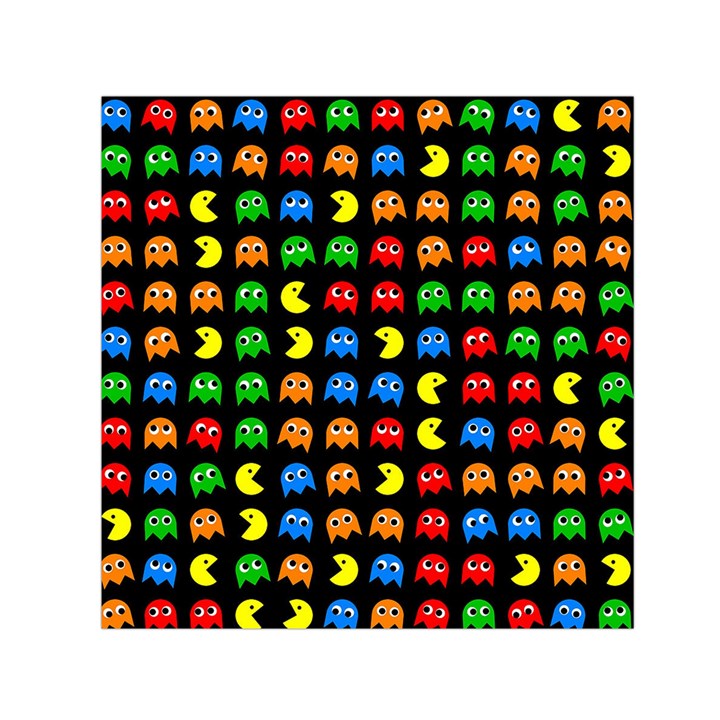 Pacman Seamless Generated Monster Eat Hungry Eye Mask Face Rainbow Color Small Satin Scarf (Square)