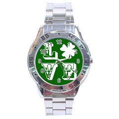 Parks And Tally Love Printable Green Stainless Steel Analogue Watch by Mariart