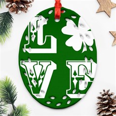 Parks And Tally Love Printable Green Ornament (Oval Filigree)