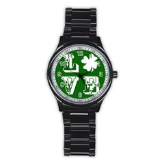 Parks And Tally Love Printable Green Stainless Steel Round Watch by Mariart