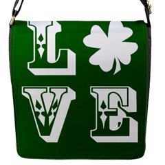 Parks And Tally Love Printable Green Flap Messenger Bag (S)