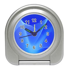 Line Net Light Blue White Chevron Wave Waves Travel Alarm Clocks by Mariart