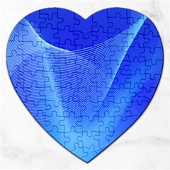 Line Net Light Blue White Chevron Wave Waves Jigsaw Puzzle (heart) by Mariart