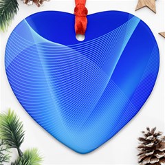 Line Net Light Blue White Chevron Wave Waves Heart Ornament (two Sides) by Mariart