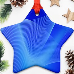 Line Net Light Blue White Chevron Wave Waves Star Ornament (two Sides) by Mariart