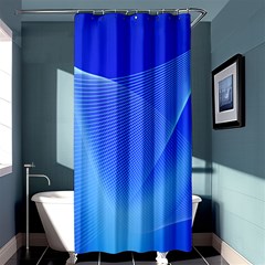 Line Net Light Blue White Chevron Wave Waves Shower Curtain 36  X 72  (stall)  by Mariart