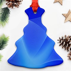 Line Net Light Blue White Chevron Wave Waves Christmas Tree Ornament (two Sides) by Mariart