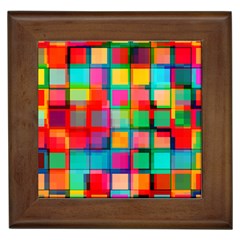 Plaid Line Color Rainbow Red Orange Blue Chevron Framed Tiles by Mariart