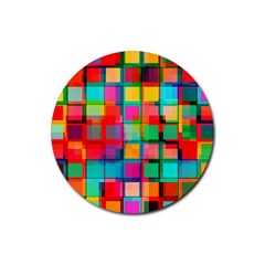 Plaid Line Color Rainbow Red Orange Blue Chevron Rubber Coaster (round) 