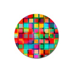 Plaid Line Color Rainbow Red Orange Blue Chevron Magnet 3  (round)