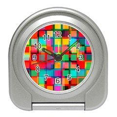 Plaid Line Color Rainbow Red Orange Blue Chevron Travel Alarm Clocks