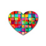 Plaid Line Color Rainbow Red Orange Blue Chevron Heart Coaster (4 pack)  Front