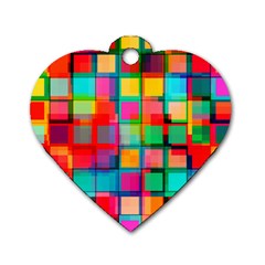 Plaid Line Color Rainbow Red Orange Blue Chevron Dog Tag Heart (two Sides) by Mariart