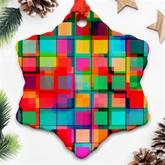 Plaid Line Color Rainbow Red Orange Blue Chevron Ornament (snowflake) by Mariart