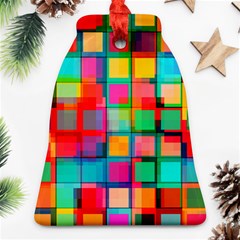 Plaid Line Color Rainbow Red Orange Blue Chevron Ornament (bell)