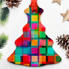 Plaid Line Color Rainbow Red Orange Blue Chevron Christmas Tree Ornament (two Sides) by Mariart