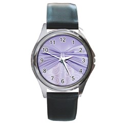 Ribbon Purple Sexy Round Metal Watch by Mariart