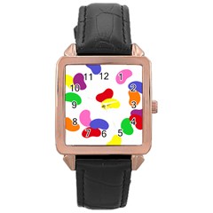 Seed Beans Color Rainbow Rose Gold Leather Watch  by Mariart