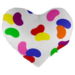 Seed Beans Color Rainbow Large 19  Premium Flano Heart Shape Cushions by Mariart