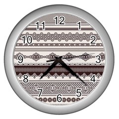 Plaid Circle Polka Dot Star Flower Floral Wave Chevron Triangle Wall Clocks (silver)  by Mariart