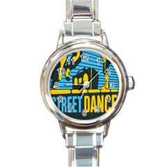 Street Dance R&b Music Round Italian Charm Watch