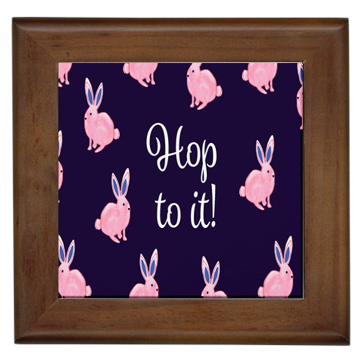 Rabbit Bunny Pink Purple Easter Animals Framed Tiles