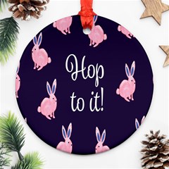 Rabbit Bunny Pink Purple Easter Animals Ornament (round) by Mariart