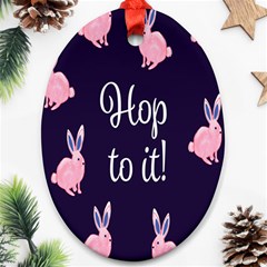 Rabbit Bunny Pink Purple Easter Animals Ornament (oval) by Mariart