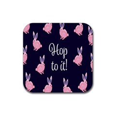 Rabbit Bunny Pink Purple Easter Animals Rubber Coaster (square) 