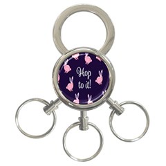 Rabbit Bunny Pink Purple Easter Animals 3-ring Key Chains by Mariart