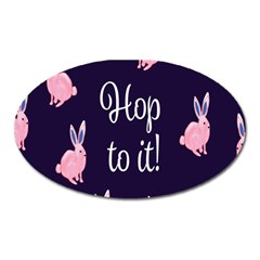 Rabbit Bunny Pink Purple Easter Animals Oval Magnet by Mariart