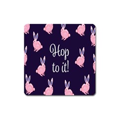 Rabbit Bunny Pink Purple Easter Animals Square Magnet