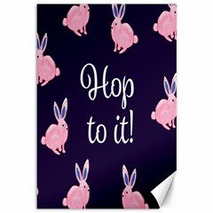 Rabbit Bunny Pink Purple Easter Animals Canvas 12  X 18   by Mariart