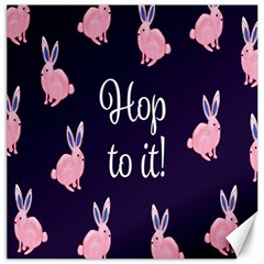 Rabbit Bunny Pink Purple Easter Animals Canvas 16  X 16   by Mariart