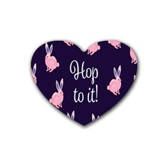 Rabbit Bunny Pink Purple Easter Animals Heart Coaster (4 Pack)  by Mariart