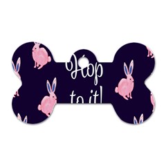 Rabbit Bunny Pink Purple Easter Animals Dog Tag Bone (one Side) by Mariart