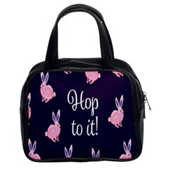 Rabbit Bunny Pink Purple Easter Animals Classic Handbags (2 Sides) by Mariart