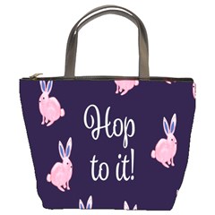 Rabbit Bunny Pink Purple Easter Animals Bucket Bags by Mariart