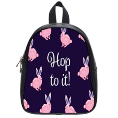 Rabbit Bunny Pink Purple Easter Animals School Bags (small)  by Mariart