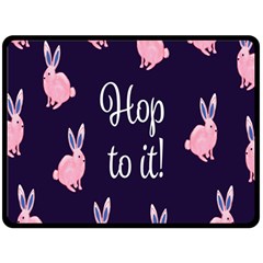 Rabbit Bunny Pink Purple Easter Animals Fleece Blanket (large)  by Mariart