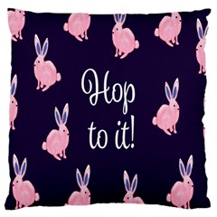 Rabbit Bunny Pink Purple Easter Animals Large Flano Cushion Case (one Side) by Mariart