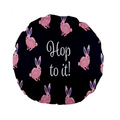 Rabbit Bunny Pink Purple Easter Animals Standard 15  Premium Flano Round Cushions by Mariart