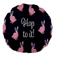 Rabbit Bunny Pink Purple Easter Animals Large 18  Premium Flano Round Cushions by Mariart