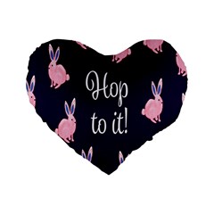 Rabbit Bunny Pink Purple Easter Animals Standard 16  Premium Flano Heart Shape Cushions by Mariart