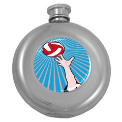 Volly Ball Sport Game Player Round Hip Flask (5 Oz) by Mariart