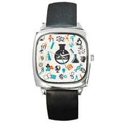 Science Chemistry Physics Square Metal Watch by Mariart