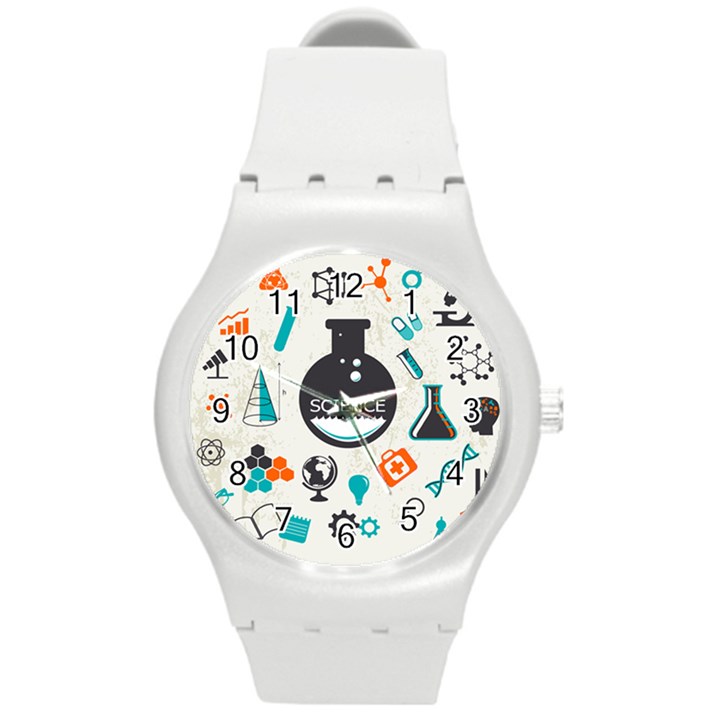 Science Chemistry Physics Round Plastic Sport Watch (M)